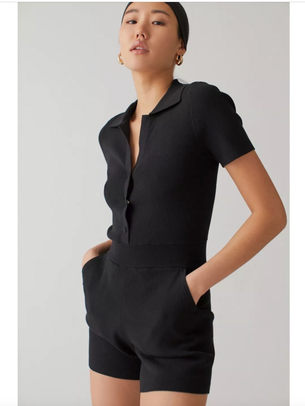 LIVE THE PROCESS Astrid Playsuit Romper in Black - S